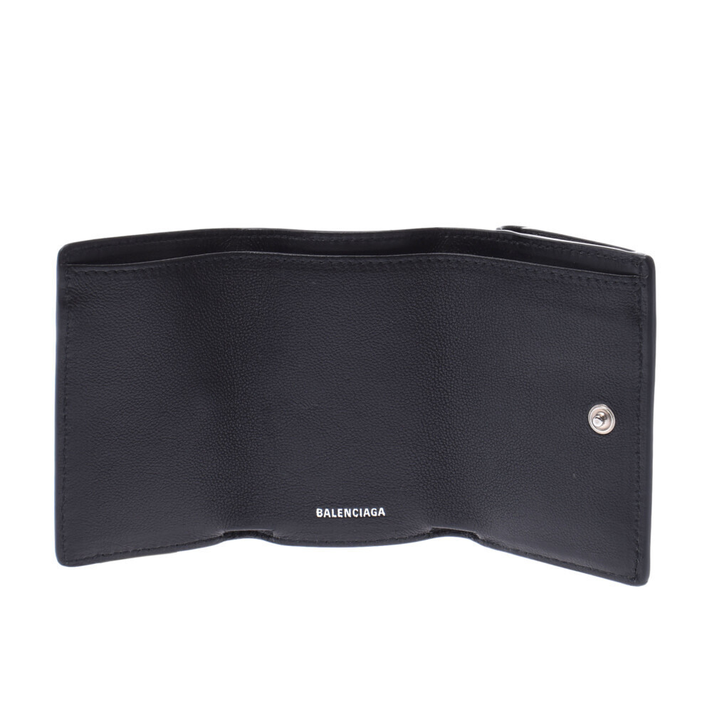 Balenciaga Black Paper Tri fold Wallet Compact - Picture 8 of 12